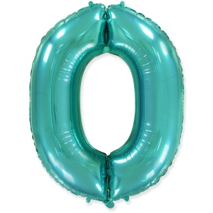 Шар (40''/102 см) Цифра, 0, Тиффани, 1 шт. в уп.