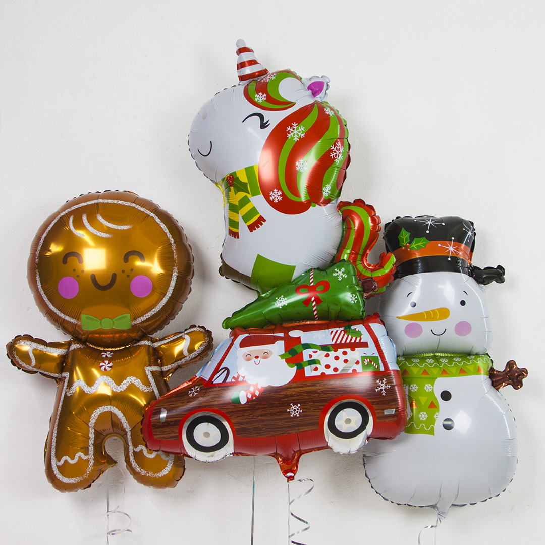 Шар (27''/69 см) Фигура, Автомобиль Деда Мороза, 1 шт.