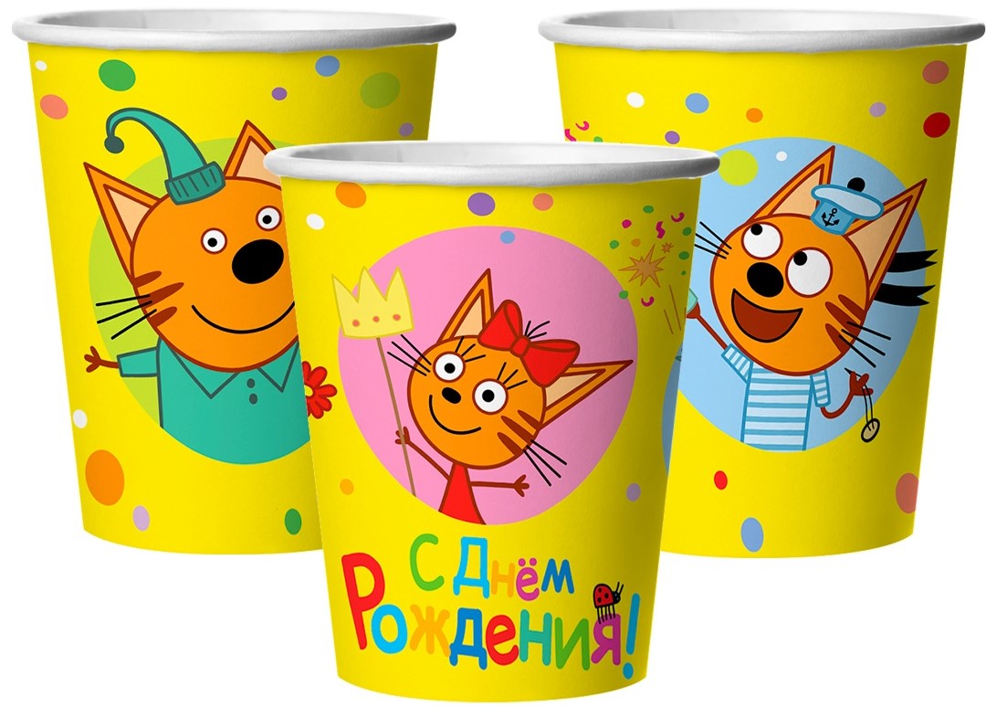 Стаканы (250 мл) Три Кота, Яркий праздник, 6 шт.