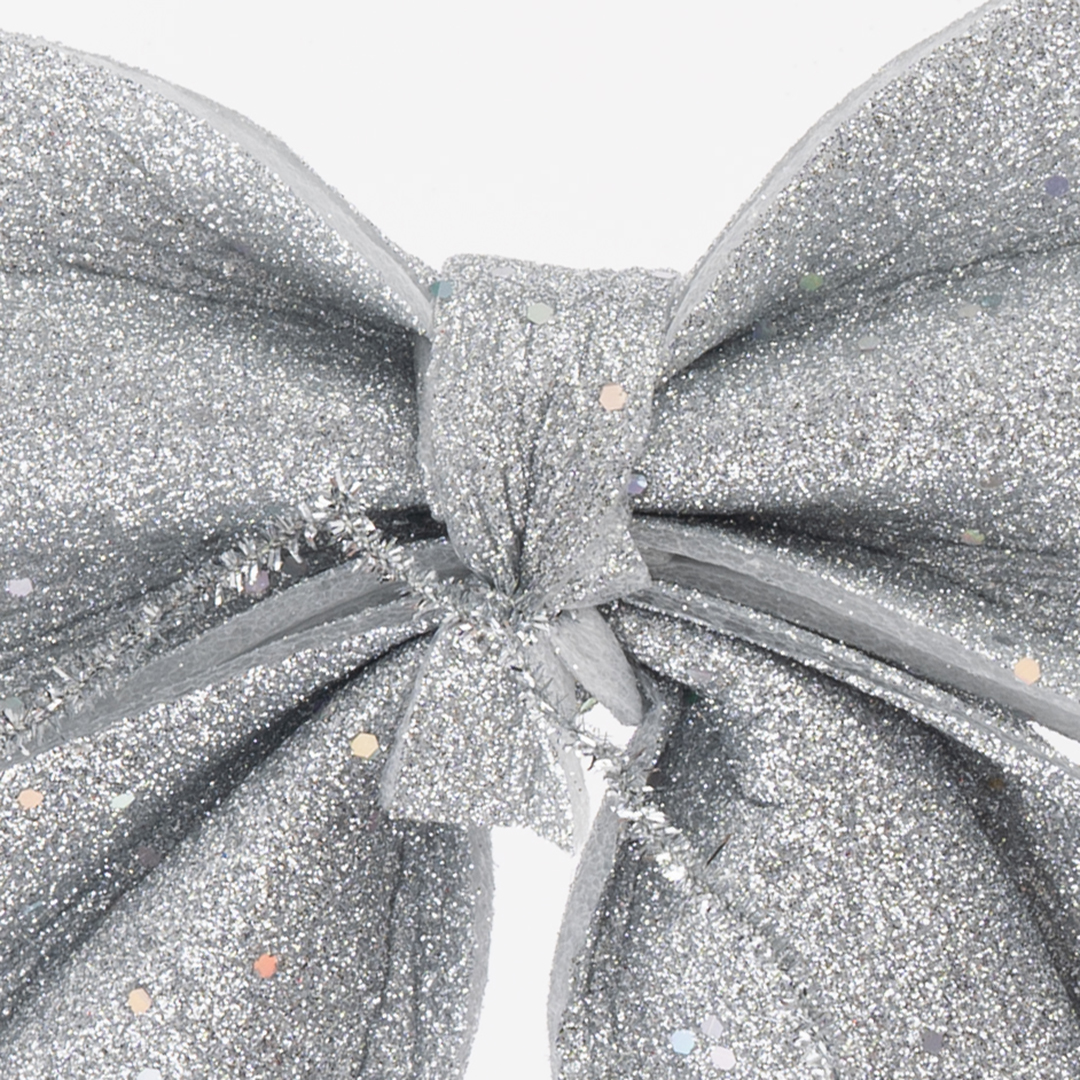 Декоративный бант Праздничный, Серебро, с блестками, 15*20 см, 1 шт. в упак. 