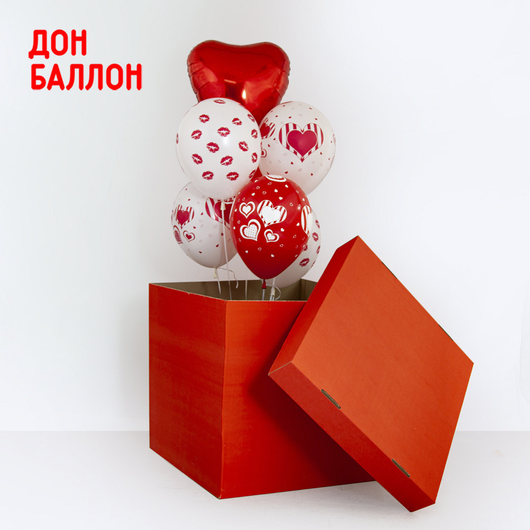 Коробка для воздушных шаров Красный, 60*60*60 см, 1 шт. 