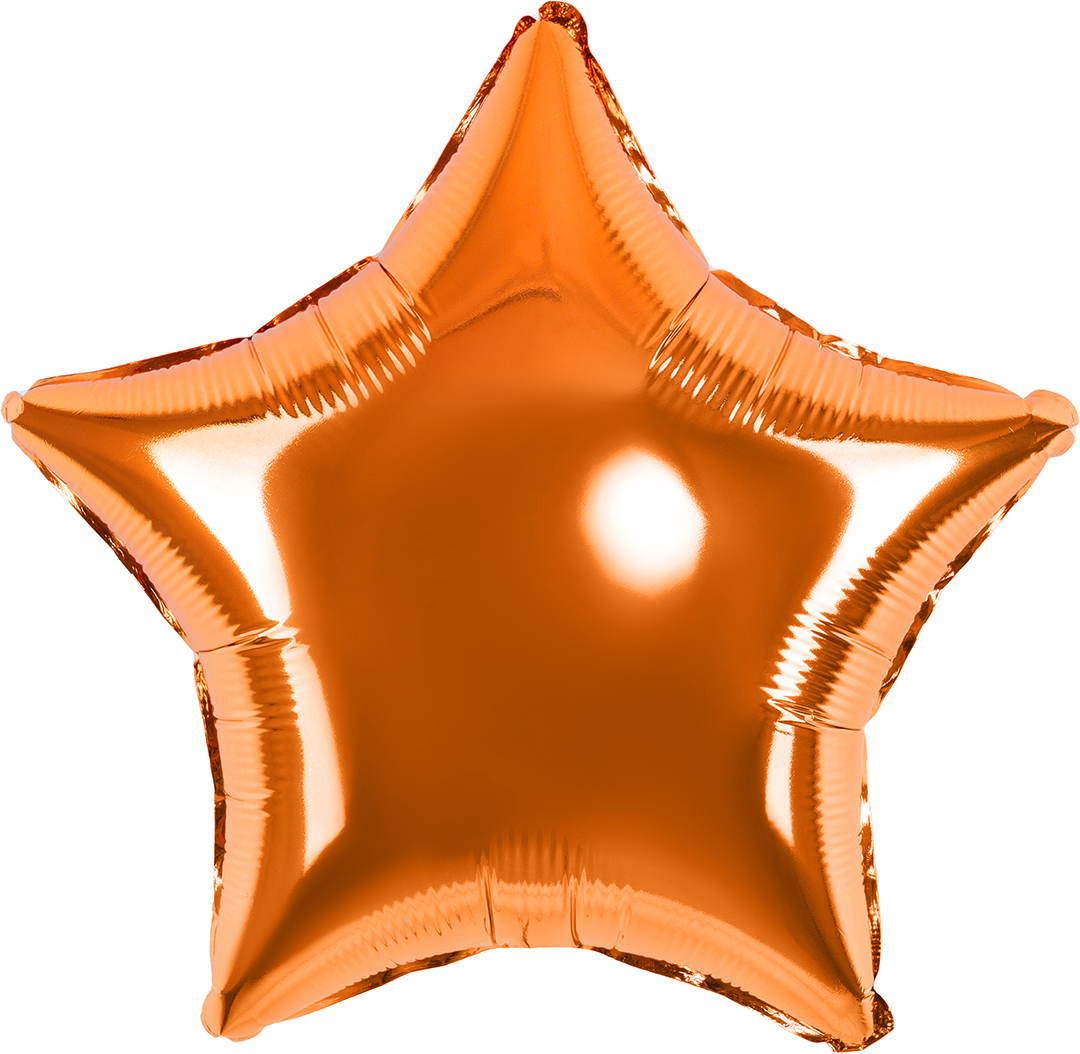 Шар (18''/46 см) Звезда, Оранжевый, 1 шт.