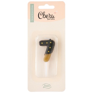 Свеча Цифра, 7 Пончик, Шоколадная глазурь, 3,5*4 + 3 см, 1 шт. с держат.