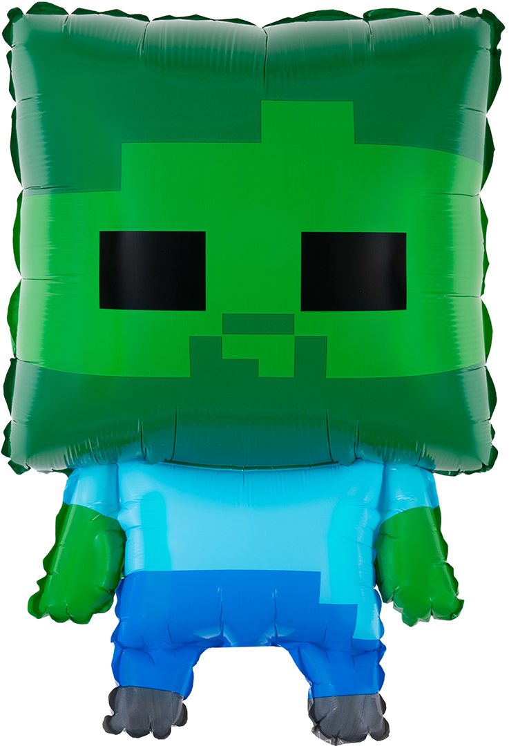 Шар (26''/66 см) Фигура, Пиксельный зомби, 1 шт. в уп.