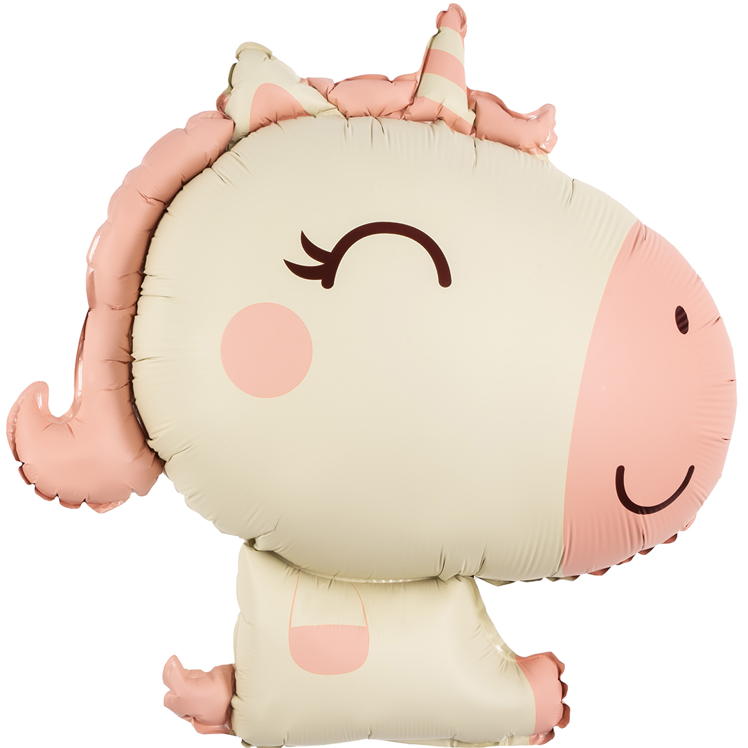 Шар (31''/79 см) Фигура, Милый единорог, Розовый, Сатин, 1 шт. в уп.