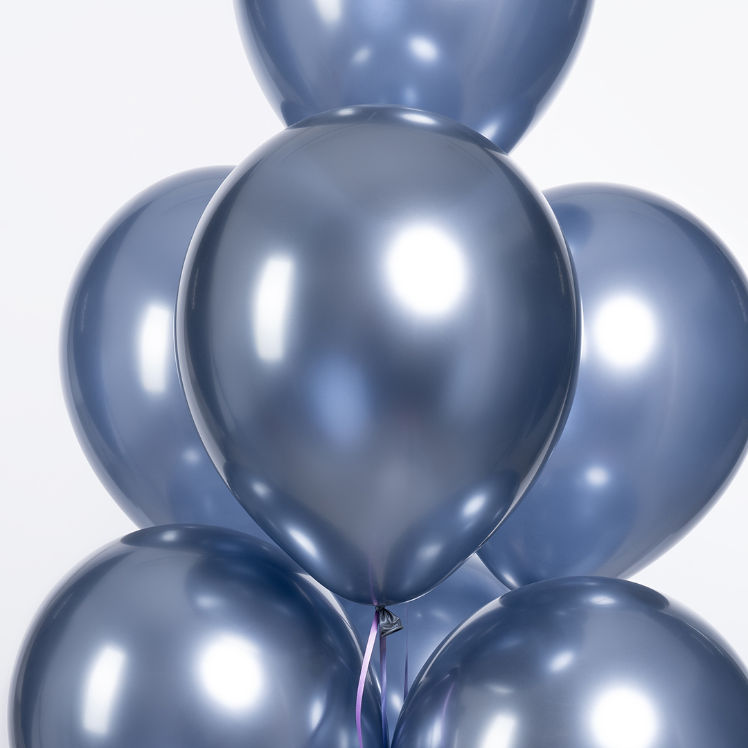 Шар (12''/30 см), Ретро, Полуночно-синий, хром, 50 шт.