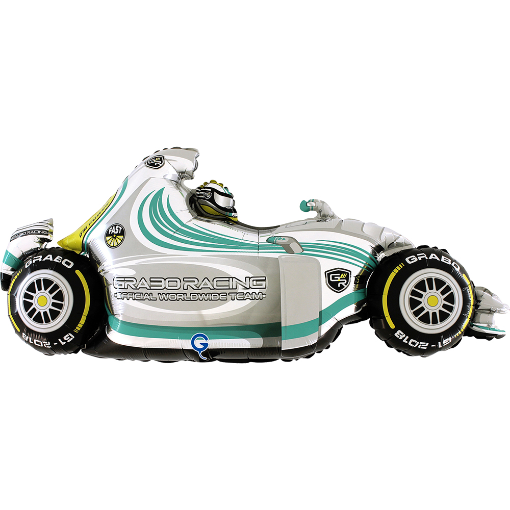 Шар (42''/107 см) Фигура, Гоночный автомобиль, Серый, 1 шт.