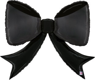 Шар (14''/36 см) Мини-фигура, Бант, Черный, 1 шт.