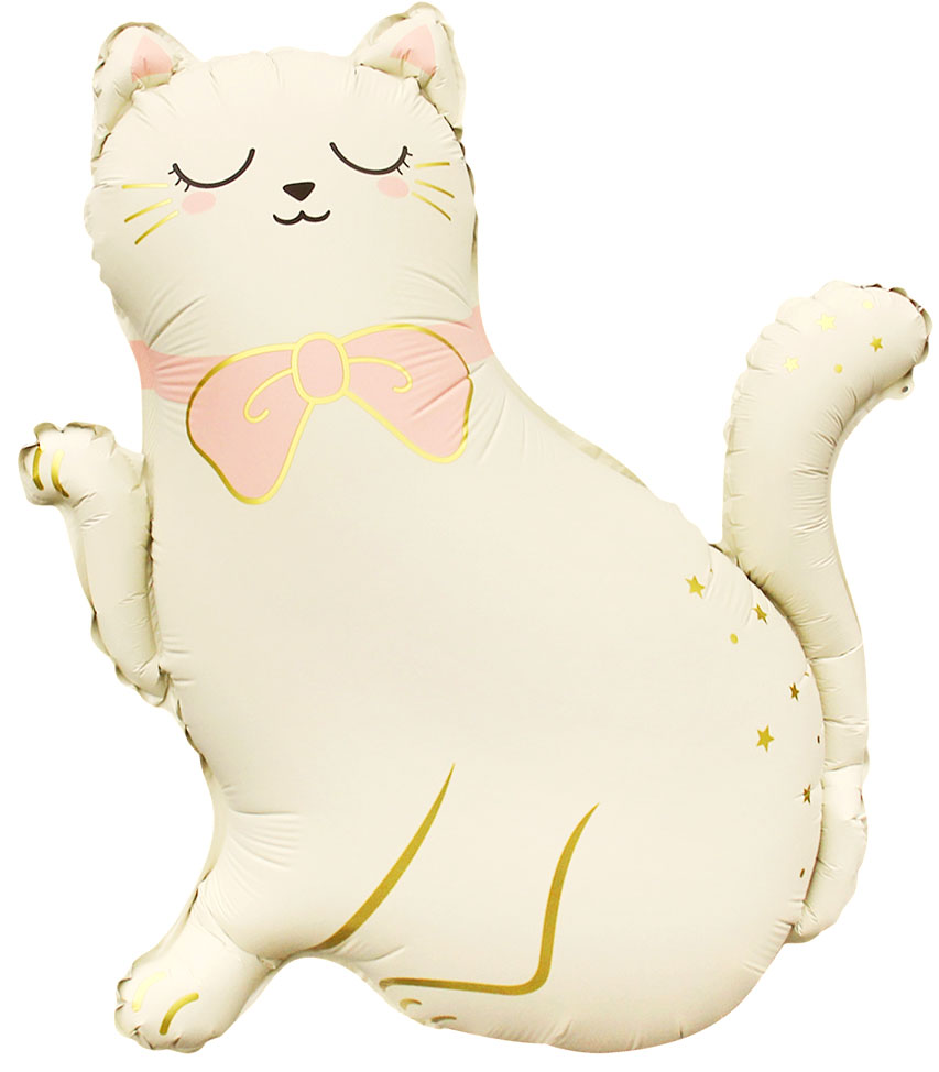 Шар (27''/69 см) Фигура, Кошечка с бантом, Сатин, 1 шт. в уп.