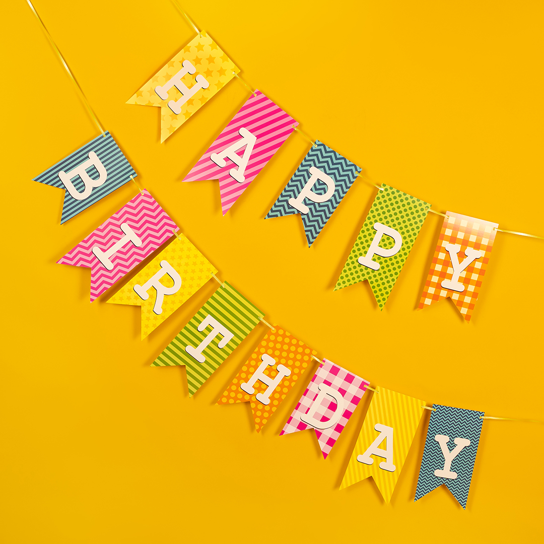 Гирлянда Флажки, Happy Birthday, Ассорти дизайнов, 160 см, 1 упак.
