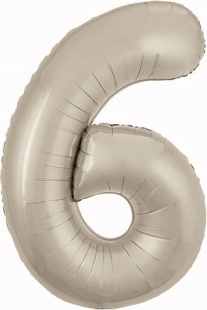 Шар (40''/102 см) Цифра, 6 Slim, Мистик, Кремовый, Сатин, 1 шт. в уп.