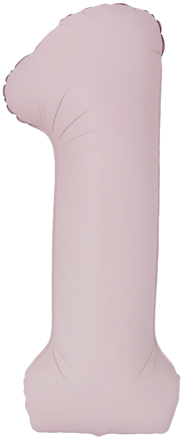 Шар (40''/102 см) Цифра, 1 Slim, Пыльная роза, Сатин, 1 шт. в уп.