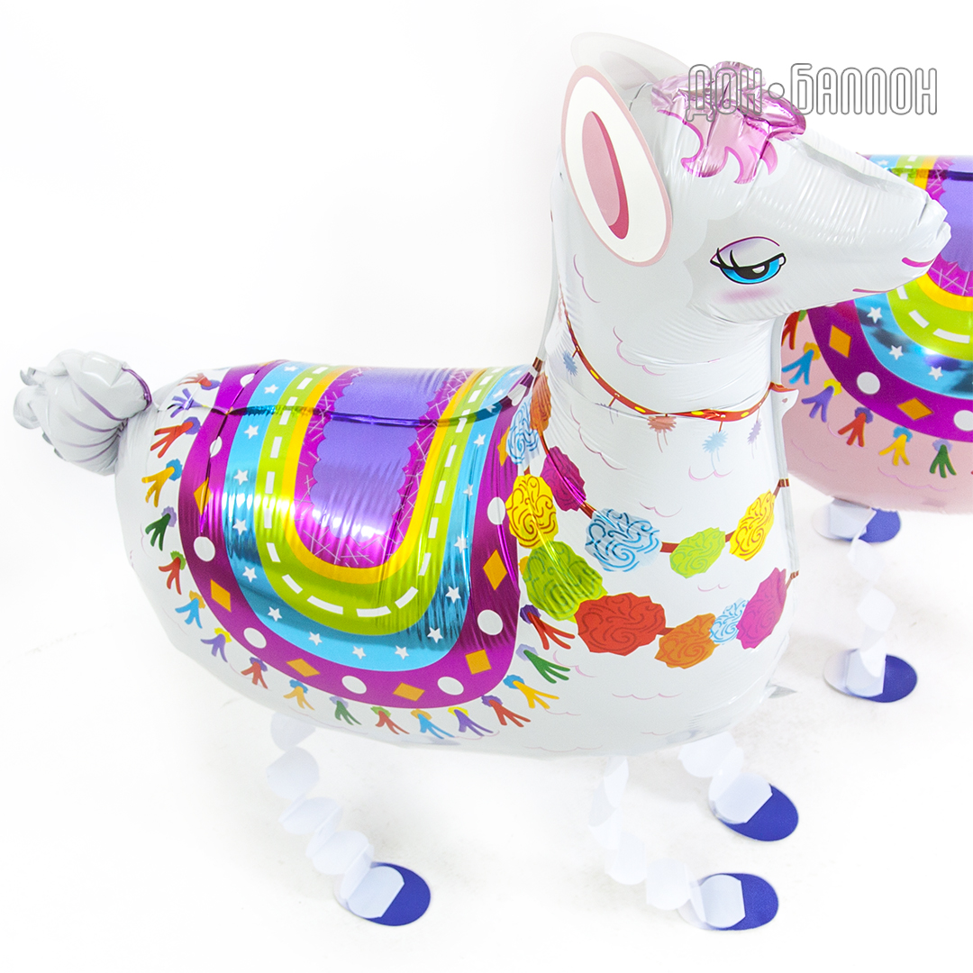 Шар 3D (31''/79 см) Ходячая Фигура, Лама Альпака, Белый, 1 шт.