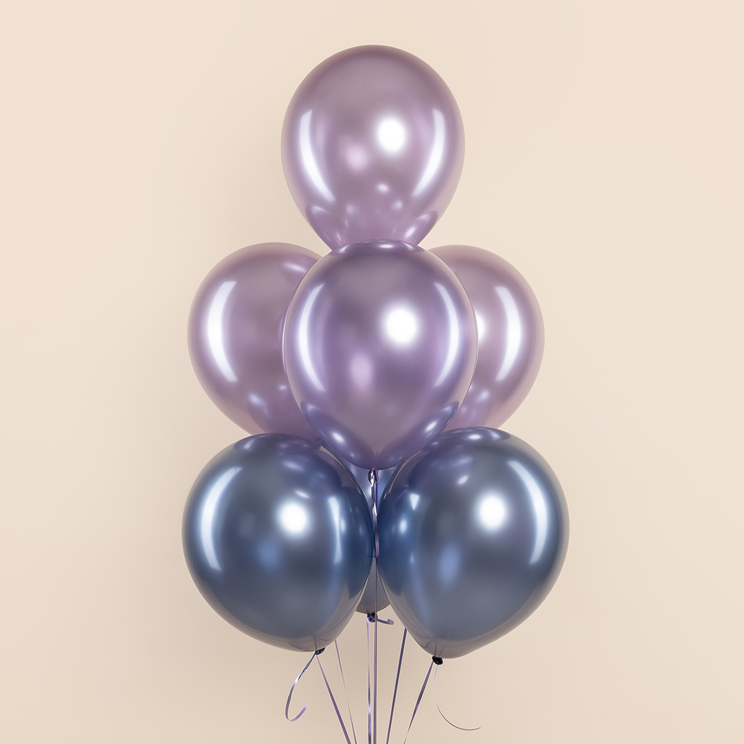 Шар (12''/30 см), Ретро, Полуночно-синий, хром, 50 шт.