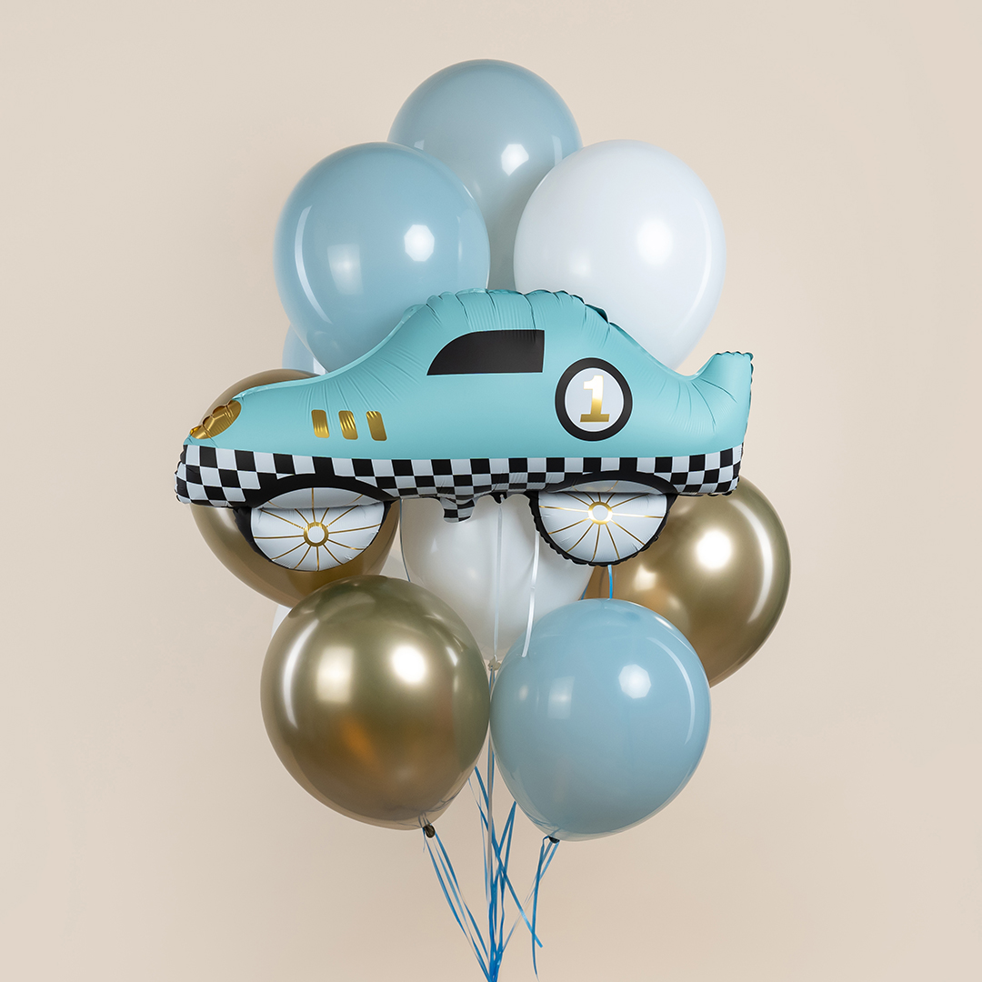 Шар (30''/76 см) Фигура, Гоночная машинка, Голубой, 1 шт.