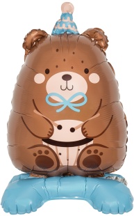 Шар 3D (24''/61 см) Фигура на подставке, Мишка в голубом колпачке, 1 шт.