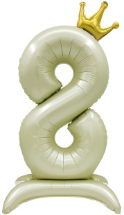 Шар (40''/102 см) Цифра на подставке, 8 Золотая корона, 1 шт. в уп.