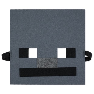 Маска карнавальная, из фетра, Пиксельный скелет, Серый, 17*17 см, 1 шт. 