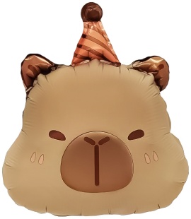 Шар с клапаном (14''/36 см) Мини-фигура, Капибара в колпачке, 1 шт.