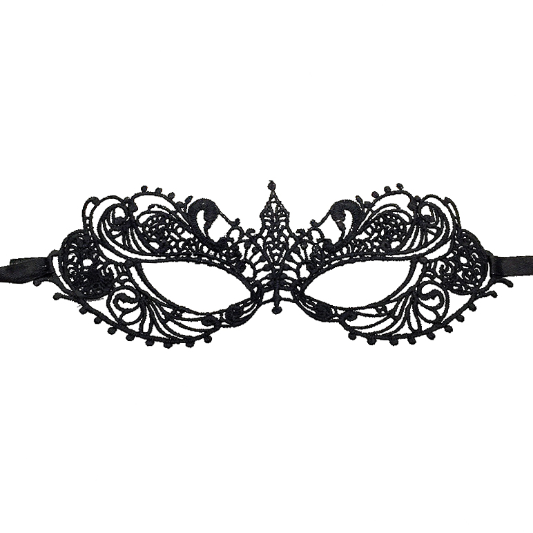 Маска кружевная, фигурная, Герцогиня, Черный, 16*24 см, 1 шт. 