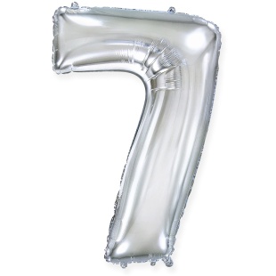 Шар (40''/102 см) Цифра, 7, Серебро, 1 шт. в уп.