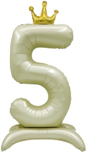 Шар (40''/102 см) Цифра на подставке, 5 Золотая корона, 1 шт. в уп.