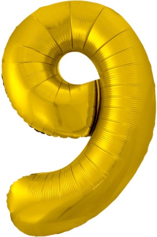 Шар (34''/86 см) Цифра, 9, Золото, 1 шт. в уп.