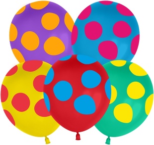 Шар (12''/30 см) Разноцветные точки, Ассорти, пастель, 5 ст, 25 шт.