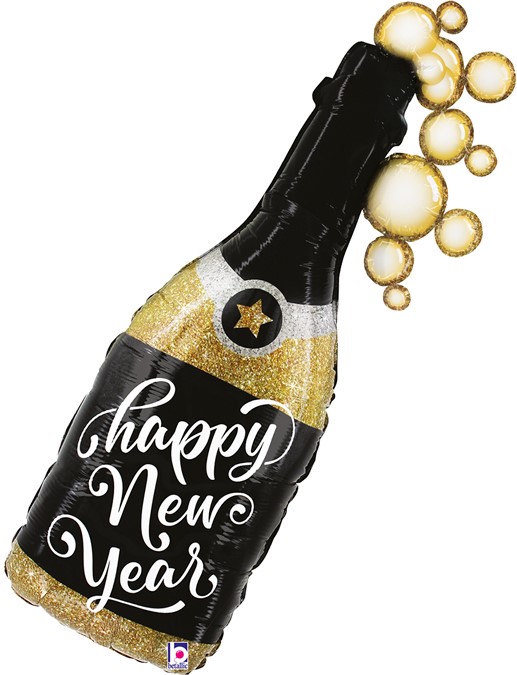 Шар (39''/99 см) Фигура, Бутылка Шампанское, Новогодние пузырьки, 1 шт.