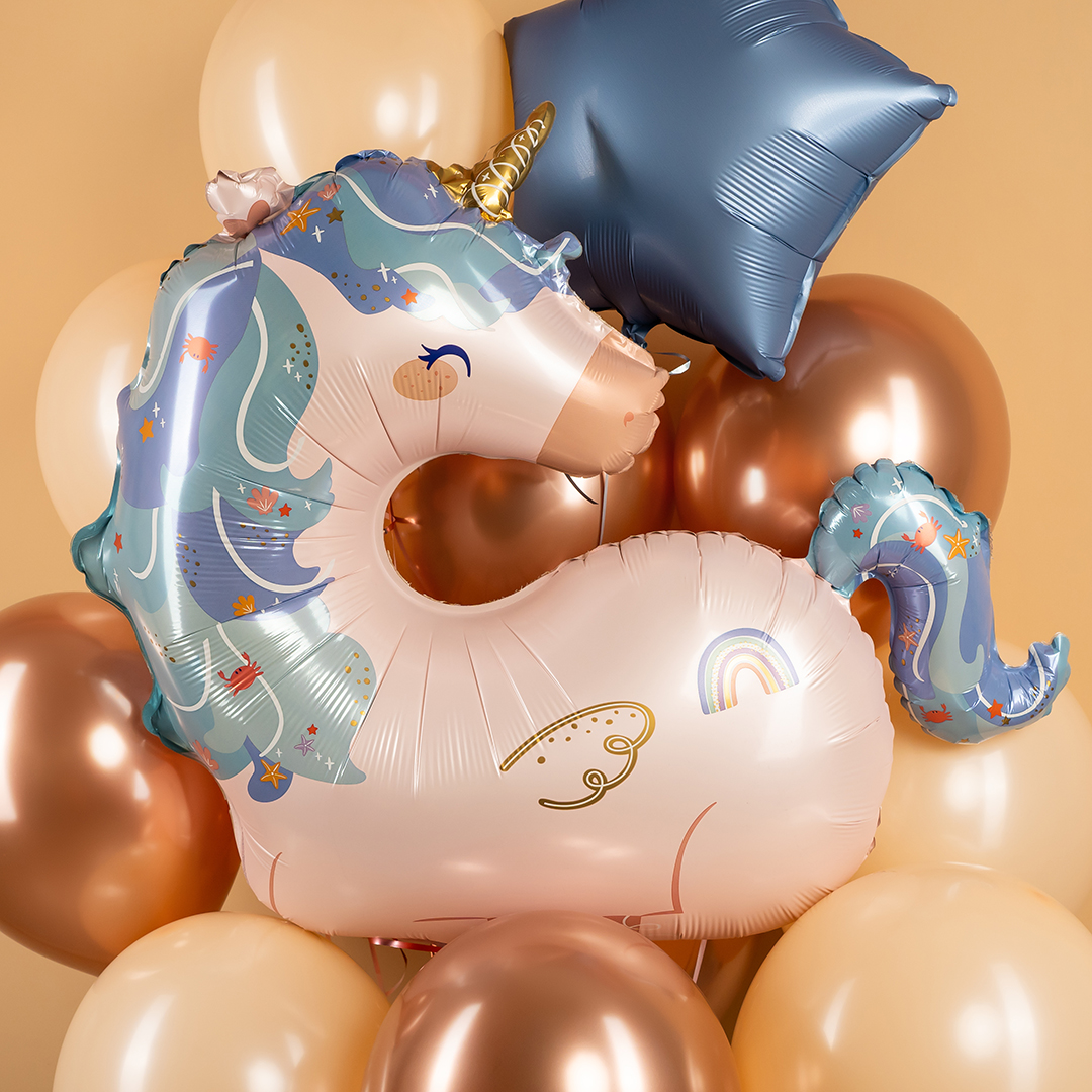 Шар (30''/76 см) Фигура, Морской единорог, Розовый, 1 шт.