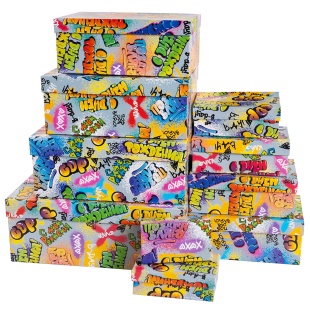 Набор коробок Граффити, 33*20*13 см, 10 шт. в упак. 