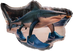 Шар (28''/71 см) Фигура, Акула, 1 шт.