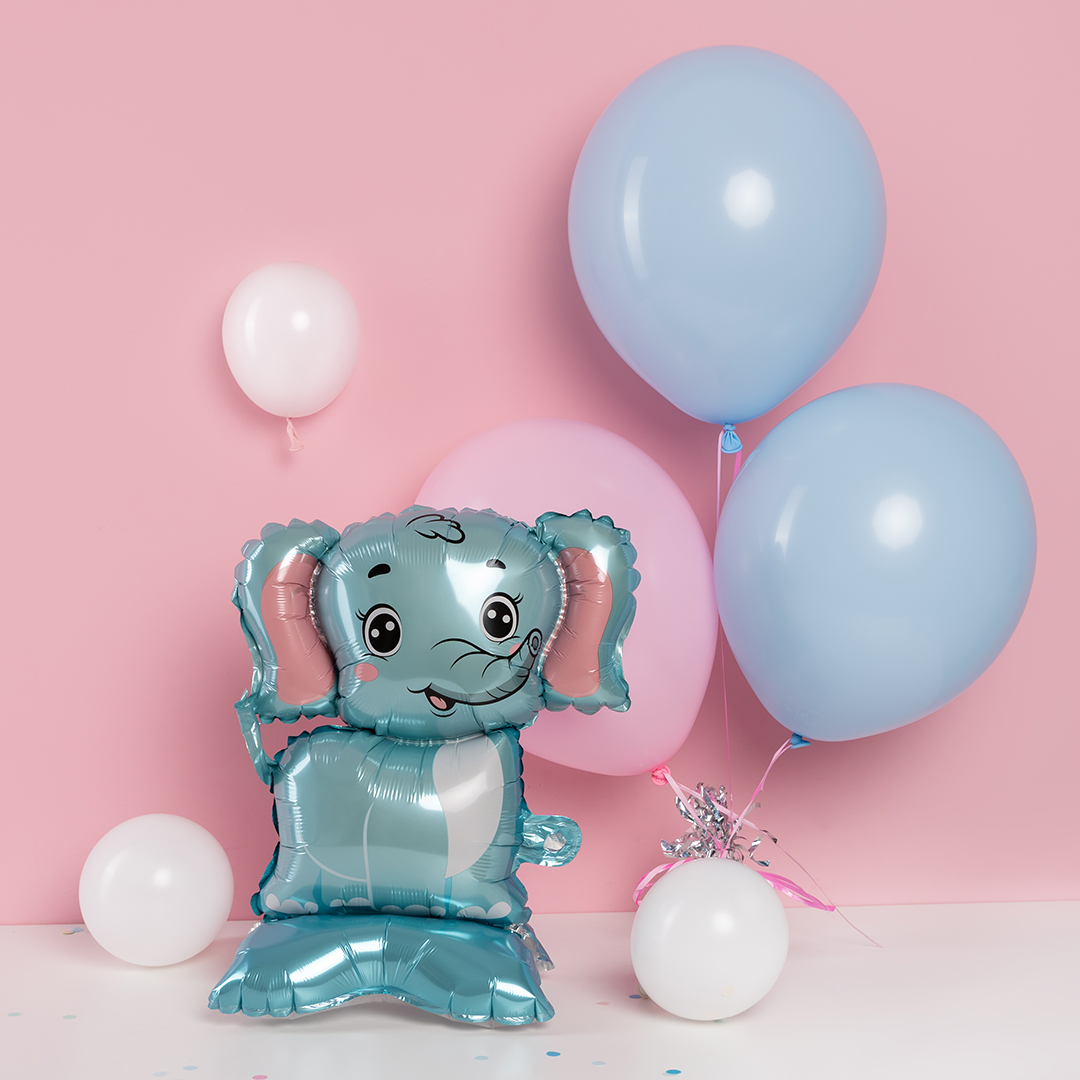 Шар 3D (22''/56 см) Фигура на подставке, Слоненок, 1 шт.