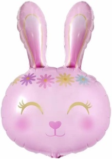Шар (32''/81 см) Фигура, Цветочный Зайка, Розовый, 1 шт.