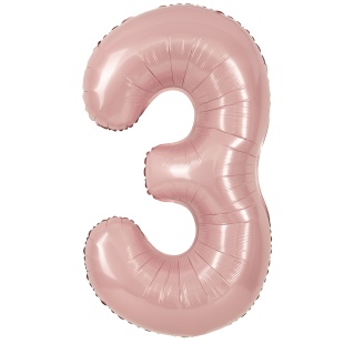 Шар (40''/102 см) Цифра, 3, Пыльная роза, Сатин, 1 шт. в уп.