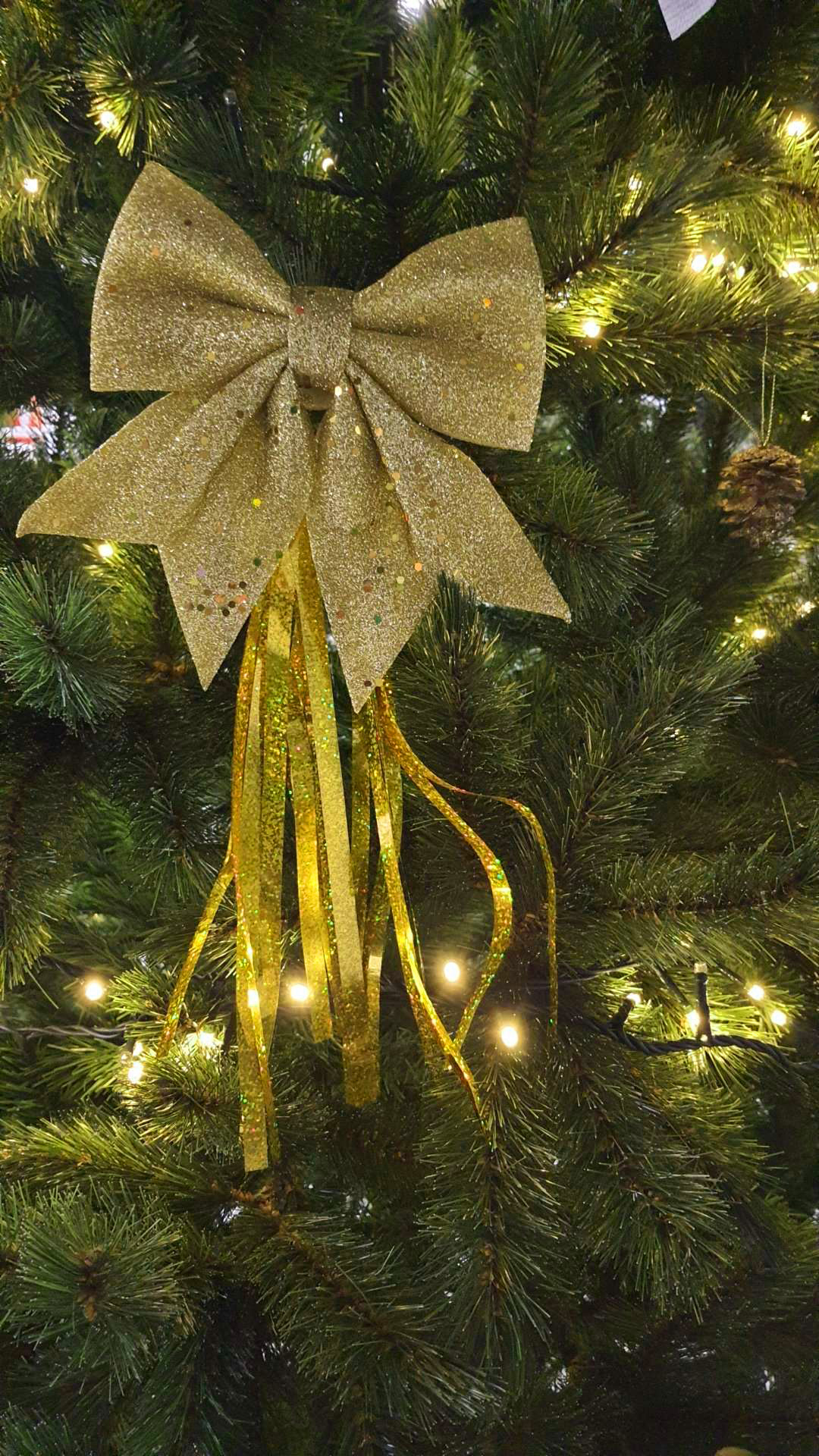 Декоративный бант Праздничный, Золото, с блестками, 15*20 см, 1 шт. в упак. 