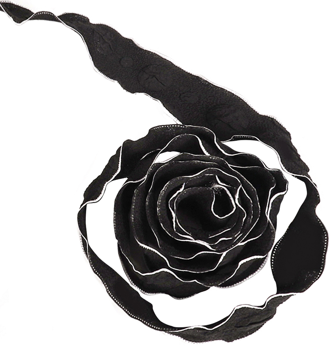 Лента тканевая (4 см*9,14 м) Элегантная волна, Черный/Белый, 1 шт.