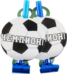 Карнавальные язычки гудки, Футбол, 11 см, 6 шт. в упак. 