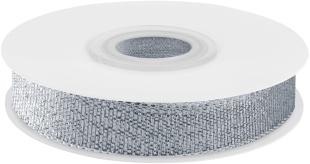 Лента парча (1,2 см*22,85 м) Мерцающий блеск, Серебро, Металлик, 1 шт.