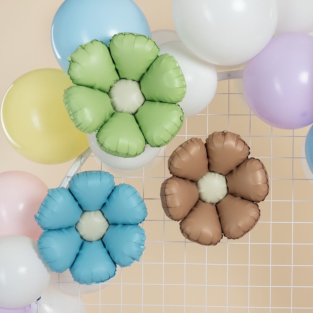 Шар с клапаном (15''/38 см) Мини-цветок, Ромашка, Бежевый, Сатин, 5 шт. в уп.