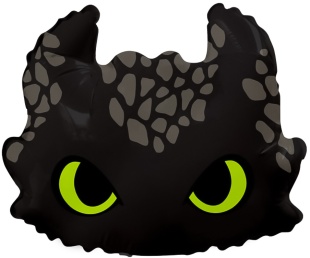 Шар с клапаном (8''/20 см) Мини-фигура, Любимый Дракон, Черный, 5 шт. в уп.