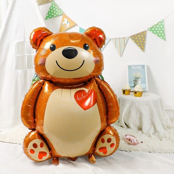 Шар (33''/84 см) Фигура, Мишка с сердцем, 1 шт.