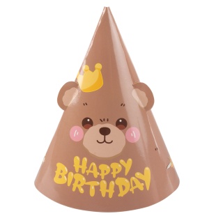 Колпаки, Объемные ушки, Мишка, Коричневый, 16 см, 6 шт. в упак. 