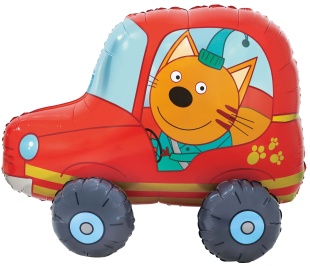 Шар (29''/74 см) Фигура 3D, Три Кота, Компот в машинке, 1 шт. в уп.