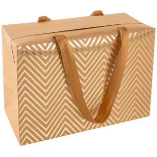 Пакет-коробка, Крафт 230гр, Роскошь золота, Дизайн №2, Металлик, 16*23*11 см, 1 шт.