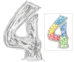 Шар (65''/165 см) Цифра, 4 Каркасная, 1 шт. в уп.