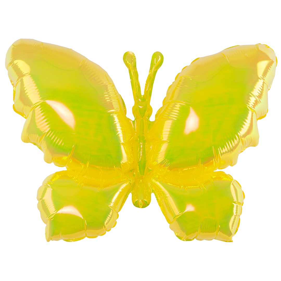 Шар (38''/97 см) Фигура, Бабочка (надув воздухом), Желтый, Хамелеон, 1 шт. в уп.
