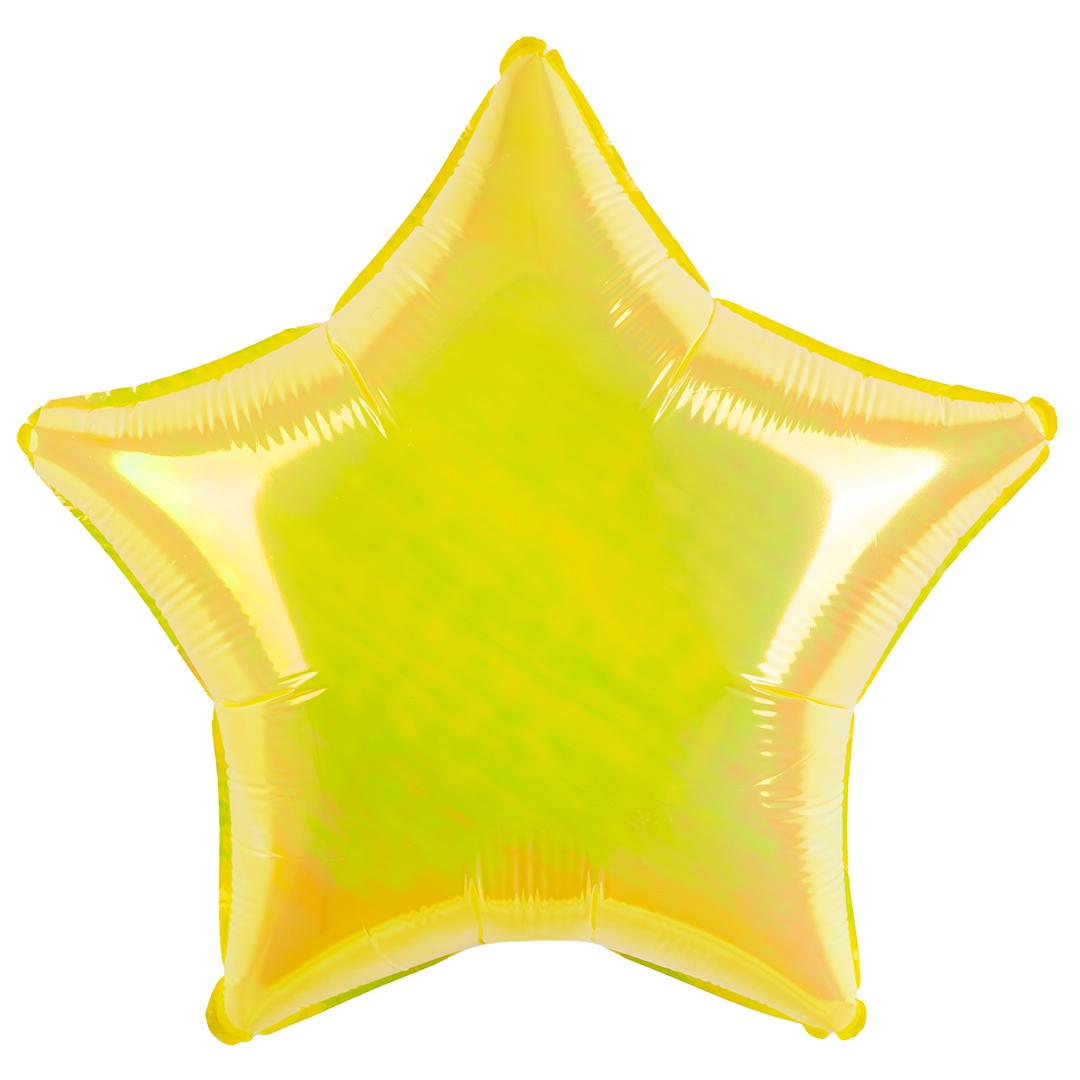 Шар (18''/46 см) Звезда, (надув воздухом), Желтый, Хамелеон, 1 шт. в уп.