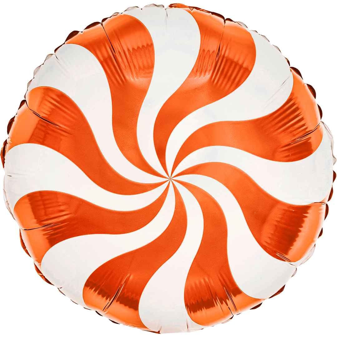 Шар (9''/23 см) Мини-круг, Леденец, Оранжевый, 1 шт.