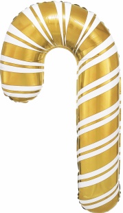 Шар с клапаном (17''/43 см) Мини-фигура, Леденец трость, Золото, 5 шт. в уп.